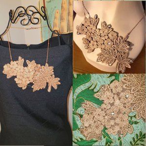 Artisan OOAK Upcycled Necklace Bib Statement of Vintage Trim by JOTS-Vtg